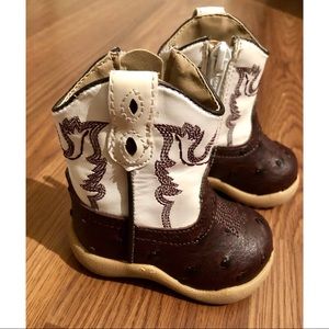 Newborn Roper Brown Ostrich Cowboy Boots